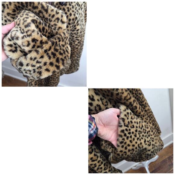 Vintage Faux Fur Coat Leopard Charles Klein Womens Size Small Whimsigoth Swing - Picture 9 of 10